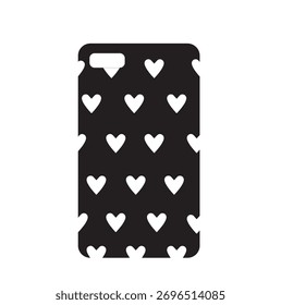 Cubierta elegante del teléfono de la forma del corazón en blanco y negro usando el Vector