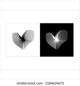 black and white heart shape illustration. monochrome