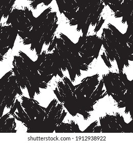 Black and White Heart shaped brush stroke seamless pattern background for fashion textiles, graphics