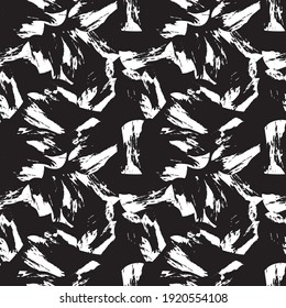 Black and White Heart shaped brush stroke seamless pattern background for fashion textiles, graphics