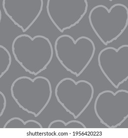 Black and White Heart shaped brush stroke seamless pattern background for fashion textiles, graphics