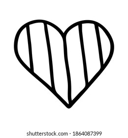 Black and white heart sign. Cute, funny drawing. Hand drawing doodle. Sketch. Vector.