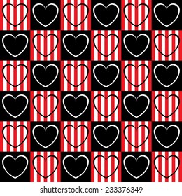 Black and white heart in the squares.