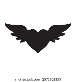 Black and white heart with wings vector