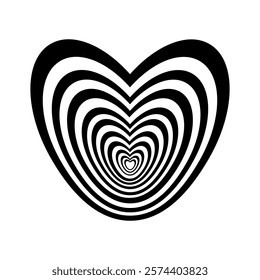 Black and white hearts, isolated on white background. Vector doodle element for you design. Valentines day concept.