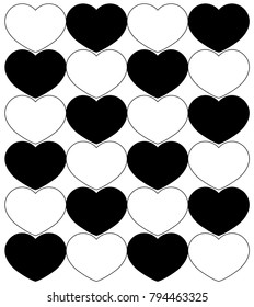 Black and White Hearts Pattern