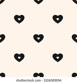 Black and white hearts pattern. Valentines day background. Love romantic theme. Vector abstract monochrome seamless texture. Minimalist repeat design for decor, wallpapers, gift paper, textile, cloth