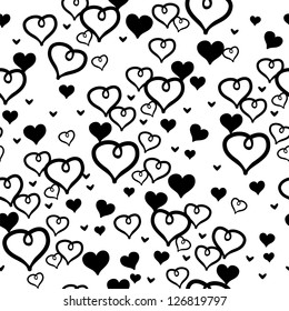 Black and white hearts seamless pattern (vector version)