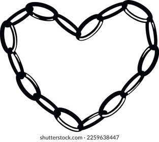 Ilustración de vectores de cadena en forma de corazón blanco y negro