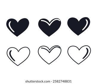 black and white heats in white background