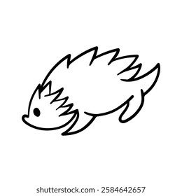 Black and White Hedgehog Illustration  