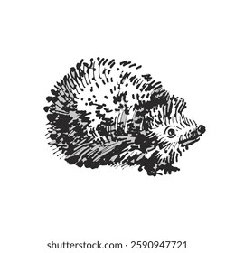 Black and White Hedgehog Illustration