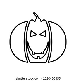 black and white hellowen pumpkin fruit icon