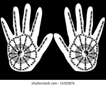 Black and white henna on a hand