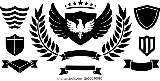 Black and white heraldic design elements collection