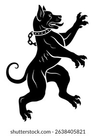Black and white heraldic dog on white background. Can be use for coat of arms design.
