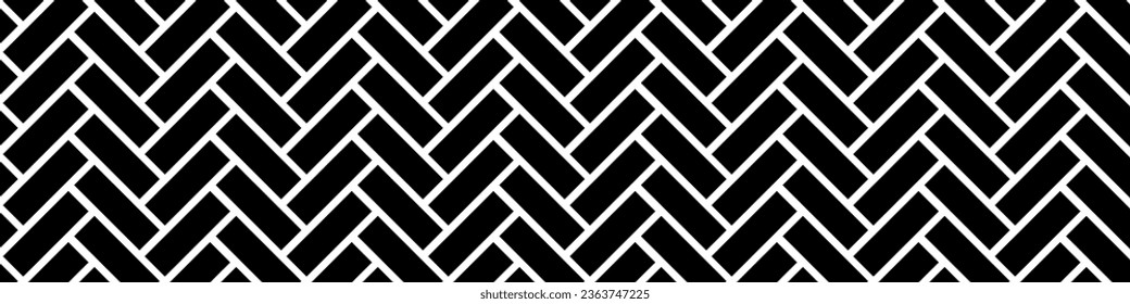 Black and white herringbone pattern with chevron design. zigzag tiles for seamless repetition. for print, stripes. Flat vector illustrations isolated in background.