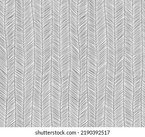 Black and White Herringbone pattern. Hand painted seamless zigzag wallpaper.