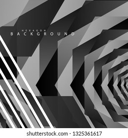 Black and white hexagon abstract background. transparent vector background in eps 10
