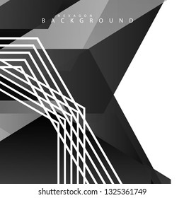 Black and white hexagon abstract background. transparent vector background in eps 10