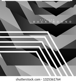 Black and white hexagon abstract background. transparent vector background in eps 10