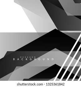 Black and white hexagon abstract background. transparent vector background in eps 10