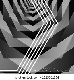 Black and white hexagon abstract background. transparent vector background in eps 10
