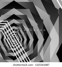 Black and white hexagon abstract background. transparent vector background in eps 10