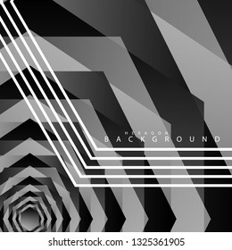 Black and white hexagon abstract background. transparent vector background in eps 10