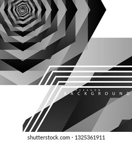 Black and white hexagon abstract background. transparent vector background in eps 10