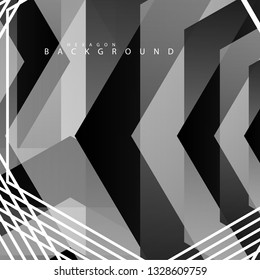 Black and white hexagon abstract background. transparent vector background in eps 10