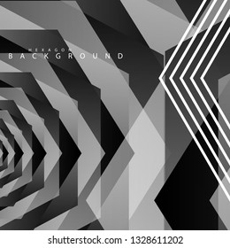 Black and white hexagon abstract background. transparent vector background in eps 10