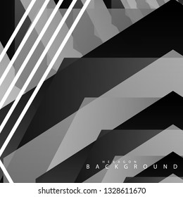 Black and white hexagon abstract background. transparent vector background in eps 10