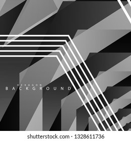 Black and white hexagon abstract background. transparent vector background in eps 10