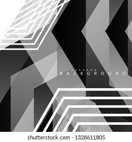Black and white hexagon abstract background. transparent vector background in eps 10