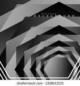 Black and white hexagon abstract background. transparent vector background in eps 10