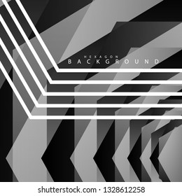Black and white hexagon abstract background. transparent vector background in eps 10