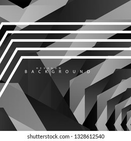 Black and white hexagon abstract background. transparent vector background in eps 10