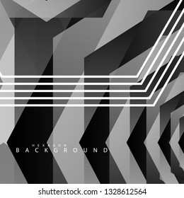 Black and white hexagon abstract background. transparent vector background in eps 10