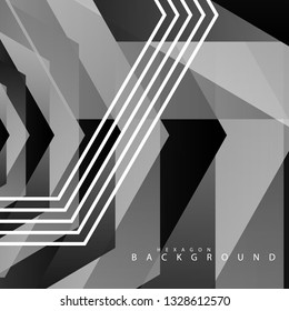 Black and white hexagon abstract background. transparent vector background in eps 10
