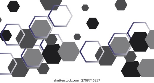 Vetor de fundo padrão geométrico hexágono preto e branco