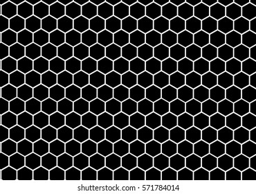 Black And White Hexagon Honeycomb Pattern Background.