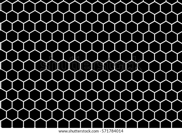 白黒の六角形のハニカムパターン背景 のベクター画像素材 ロイヤリティフリー
