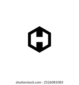Black and White Hexagon Letter H Logo