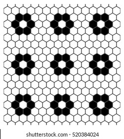 black and white hexagon tiles flower pattern mosaic floor. trendy floor