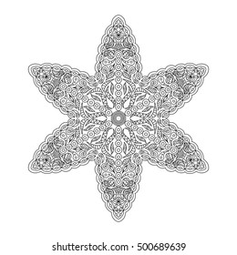 Black and white hexagonal ethnic pattern. Tribal zen tangle