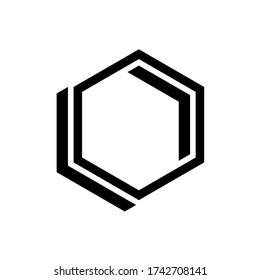 black and white hexagonal geometric shape logo