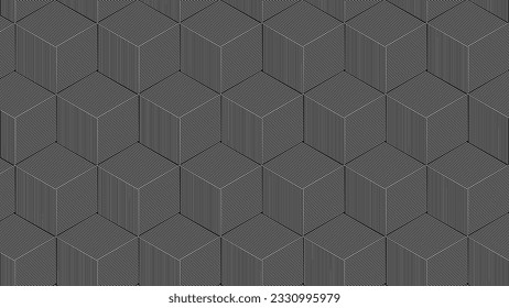 Black and White Hexagonal Geometry Pattern with Lines. Vintage Geometric Background for Header, Poster, Flyer, Presentation, Print, Fabric. Art Deco Vector Illustration.