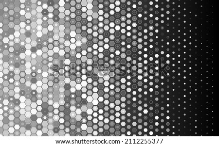 Black and White Hexagonal Geometry Pattern with Lines. Geometric Degrade Gradient Motif for Header, Poster, Flyer, Presentation. Vector Background.