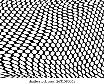 Black and white hexagonal honeycomb pattern wall. White background with black hexagonal Avtract pattern.